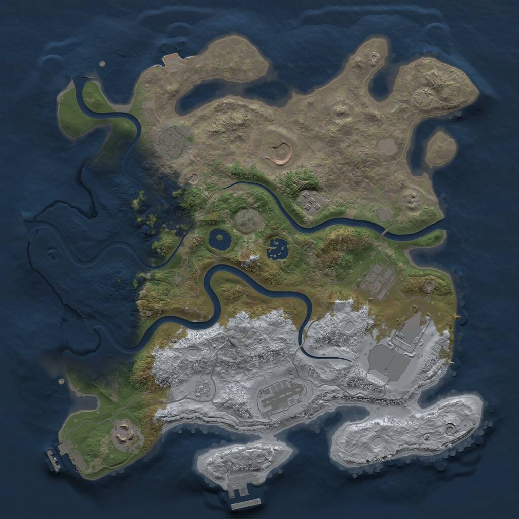 Rust Map: Procedural Map, Size: 3500, Seed: 549093183, 14 Monuments