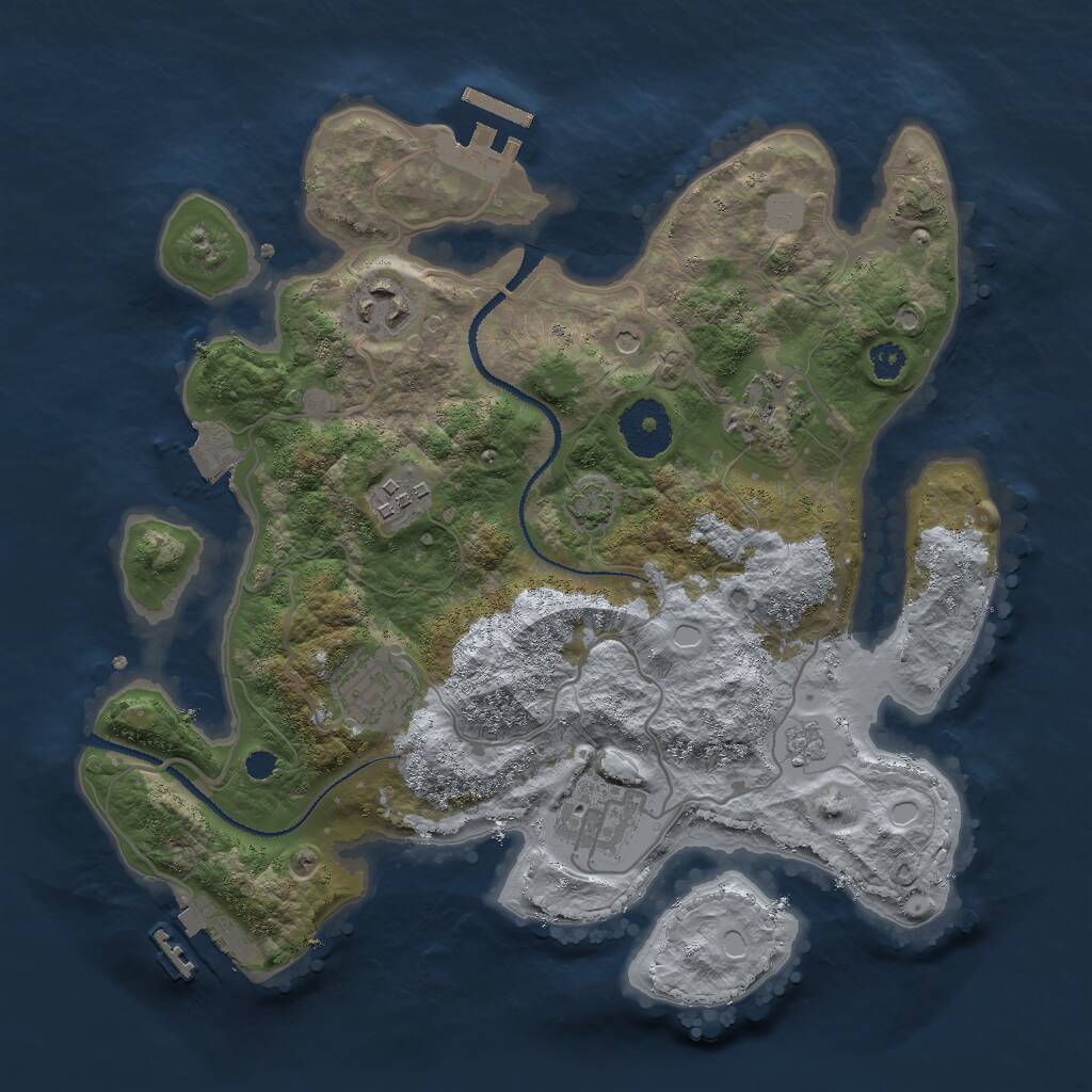 Rust Map: Procedural Map, Size: 3000, Seed: 215788400, 11 Monuments
