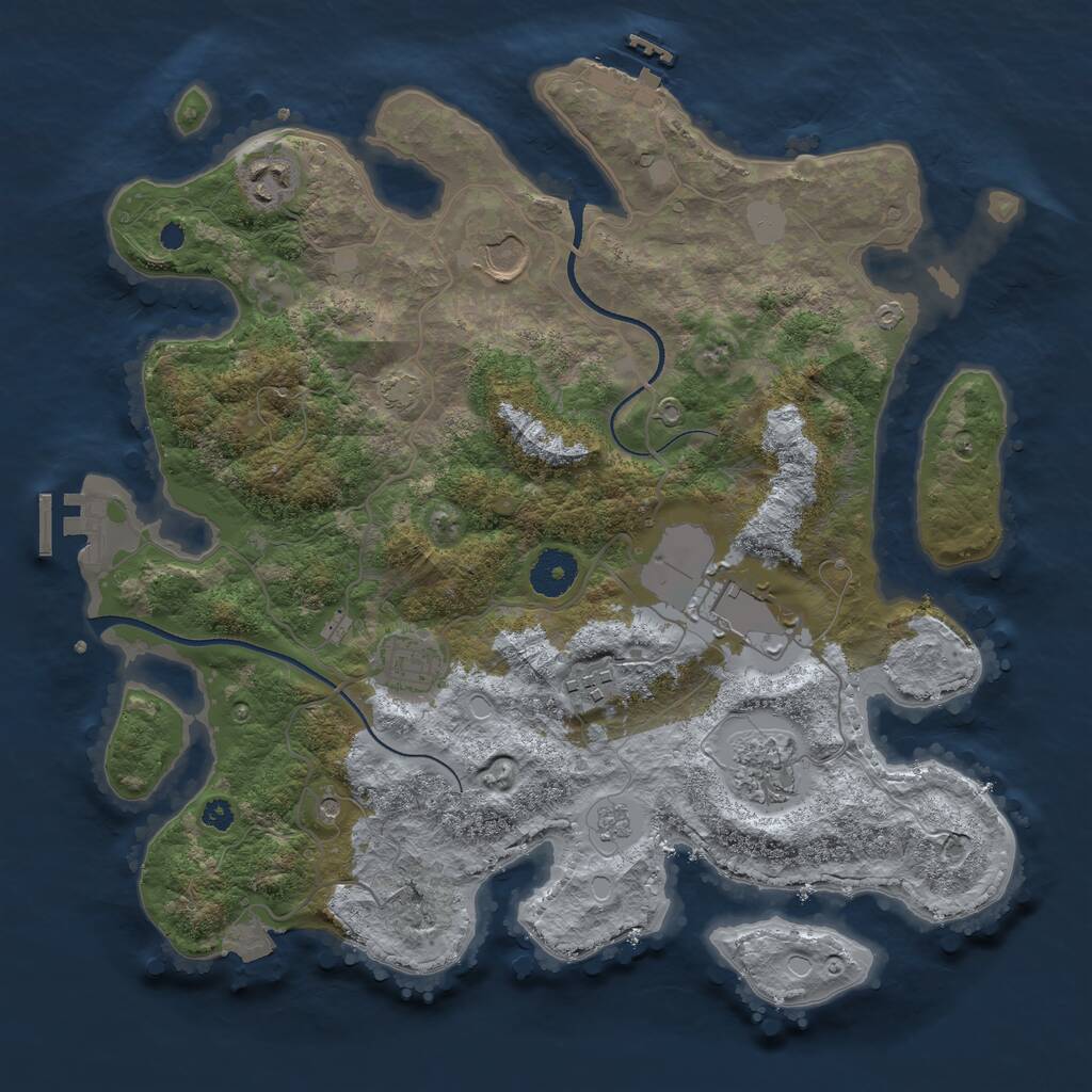 Rust Map: Procedural Map, Size: 3501, Seed: 1338, 12 Monuments