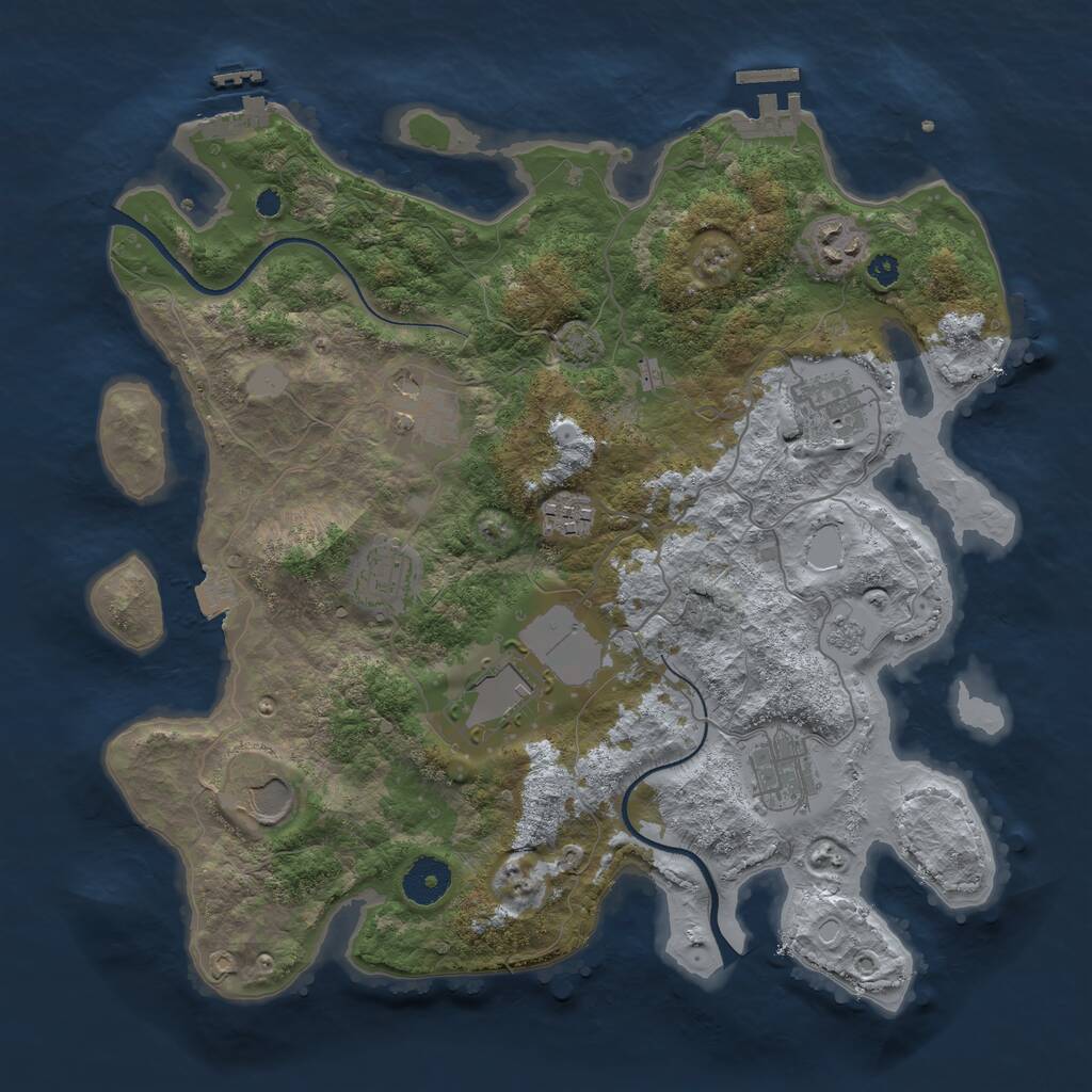 Rust Map: Procedural Map, Size: 3500, Seed: 776846220, 13 Monuments