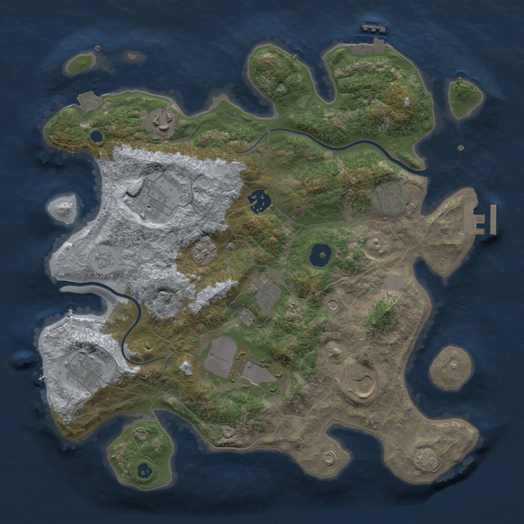 Rust Map: Procedural Map, Size: 3500, Seed: 1073525414, 15 Monuments