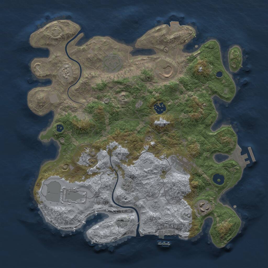 Rust Map: Procedural Map, Size: 3500, Seed: 1356454166, 14 Monuments