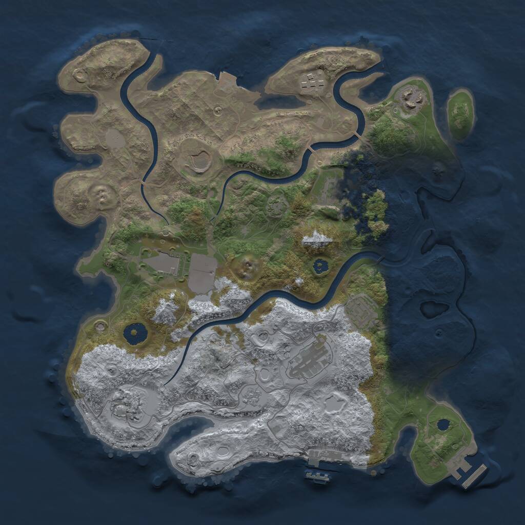 Rust Map: Procedural Map, Size: 3500, Seed: 1356454166, 14 Monuments