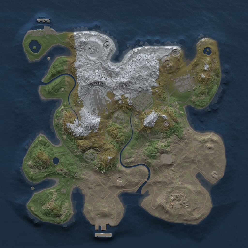 Rust Map: Procedural Map, Size: 3000, Seed: 1840239366, 10 Monuments