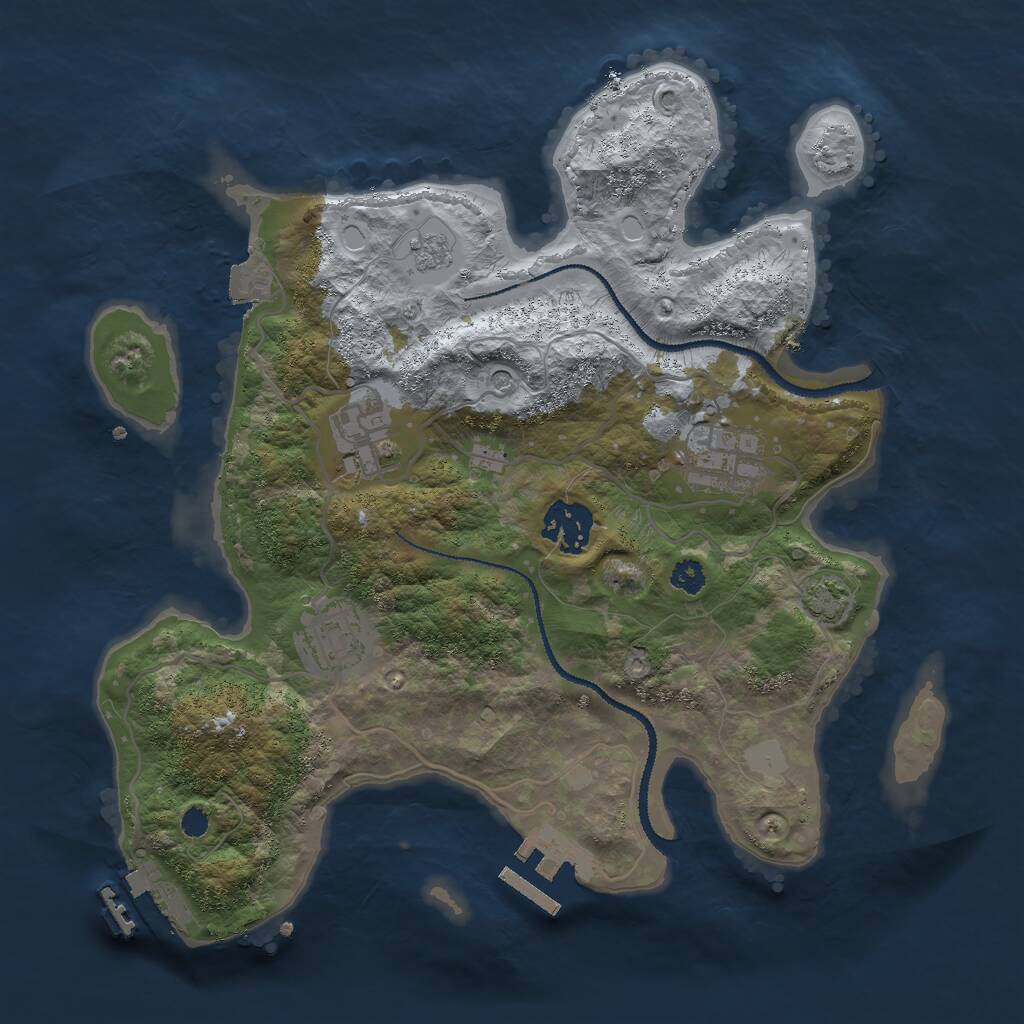 Rust Map: Procedural Map, Size: 3000, Seed: 2004402332, 10 Monuments