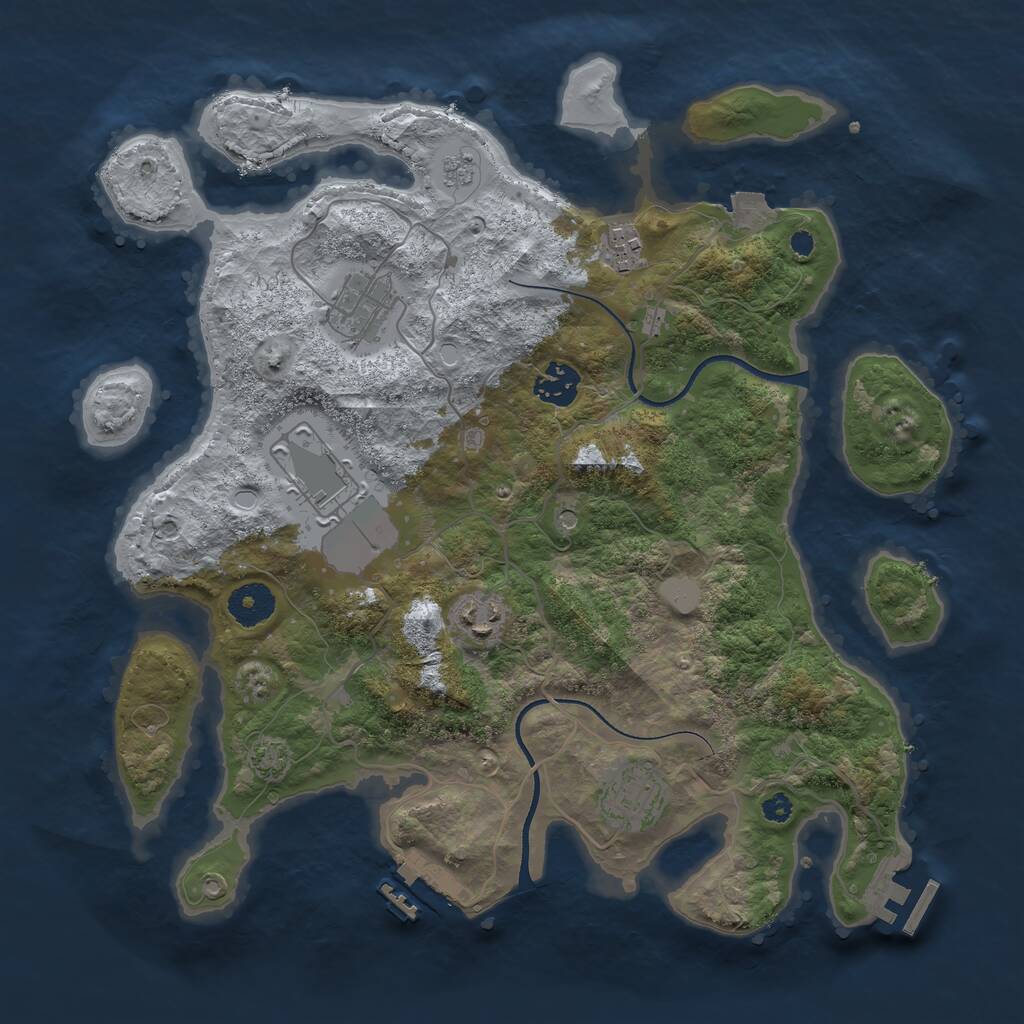 Rust Map: Procedural Map, Size: 3500, Seed: 1170321415, 12 Monuments