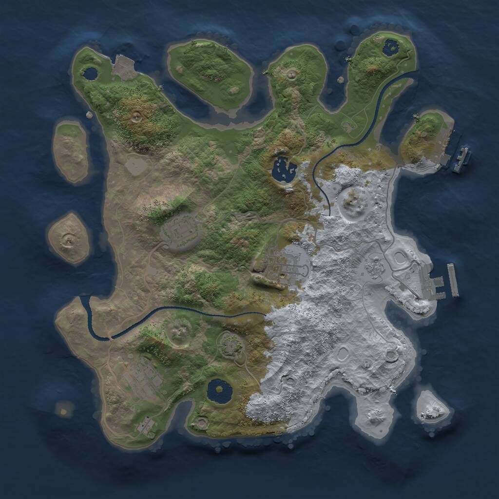 Rust Map: Procedural Map, Size: 3000, Seed: 776846220, 9 Monuments