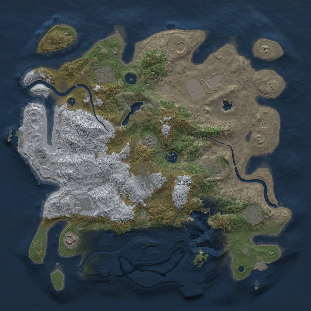 Rust Map: Procedural Map, Size: 4001, Seed: 17284, 16 Monuments