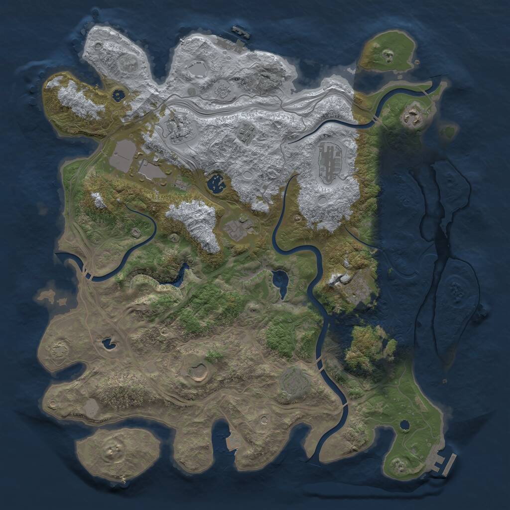 Rust Map: Procedural Map, Size: 4250, Seed: 608710245, 16 Monuments