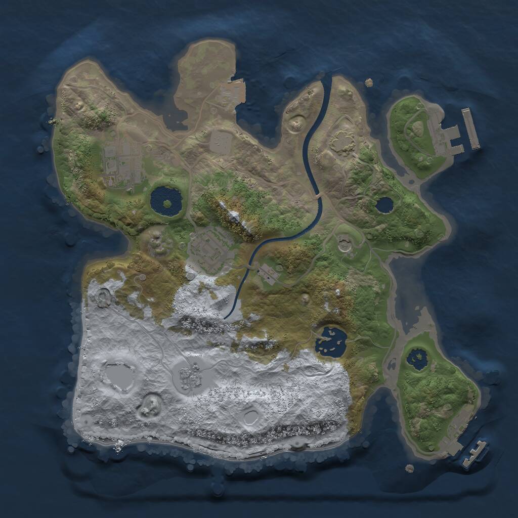 Rust Map: Procedural Map, Size: 2500, Seed: 1306566125, 9 Monuments