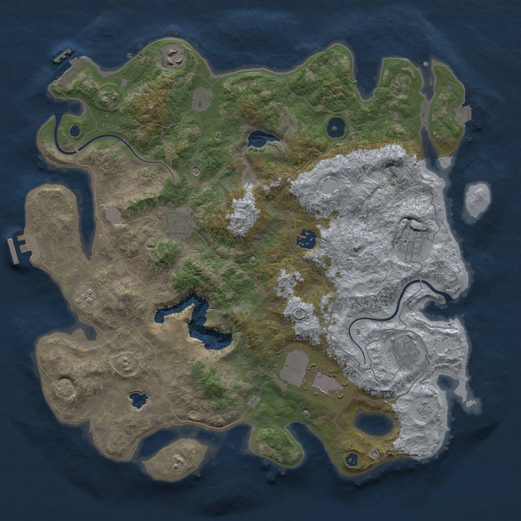 Rust Map: Procedural Map, Size: 4000, Seed: 1233766453, 13 Monuments