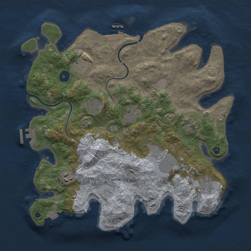Rust Map: Procedural Map, Size: 3500, Seed: 1362324569, 13 Monuments