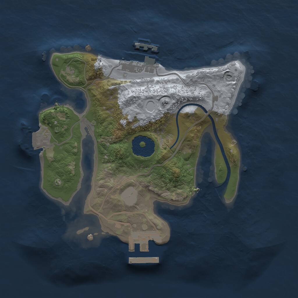 Rust Map: Procedural Map, Size: 2000, Seed: 1036312764, 3 Monuments