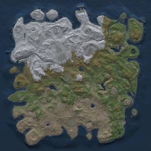 Thumbnail Rust Map: Procedural Map, Size: 4600, Seed: 1054674031, 17 Monuments