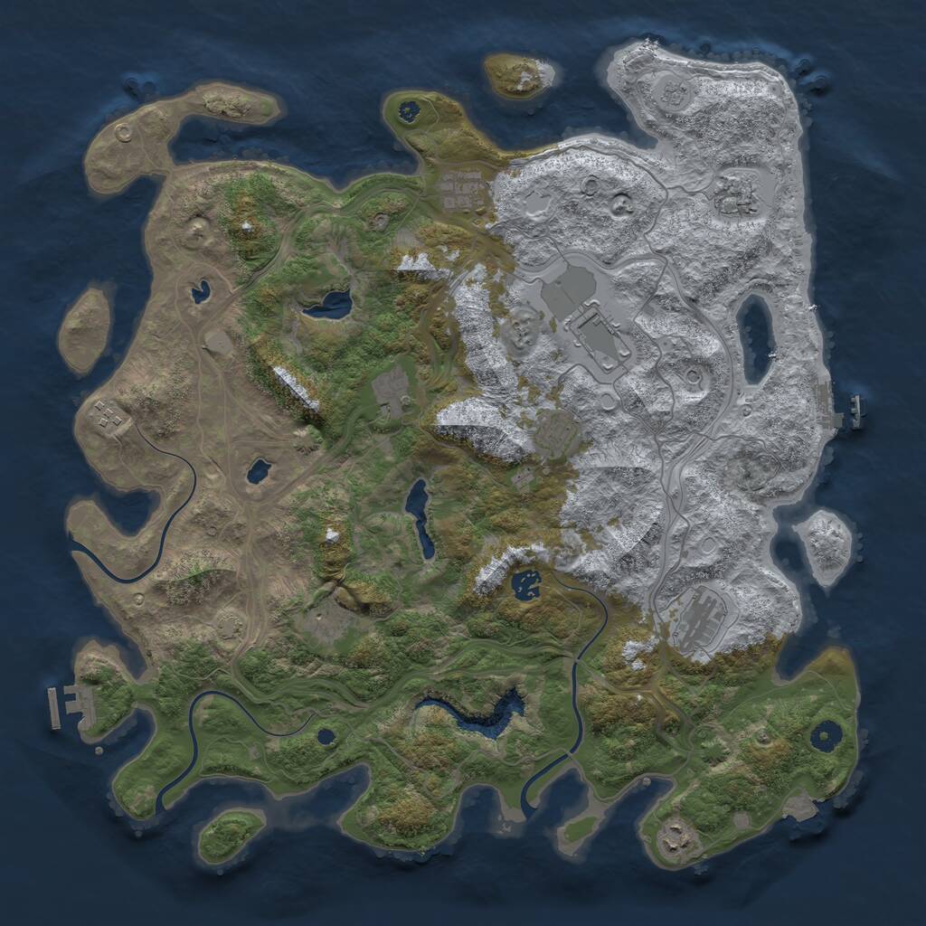 Rust Map: Procedural Map, Size: 4500, Seed: 160291, 16 Monuments