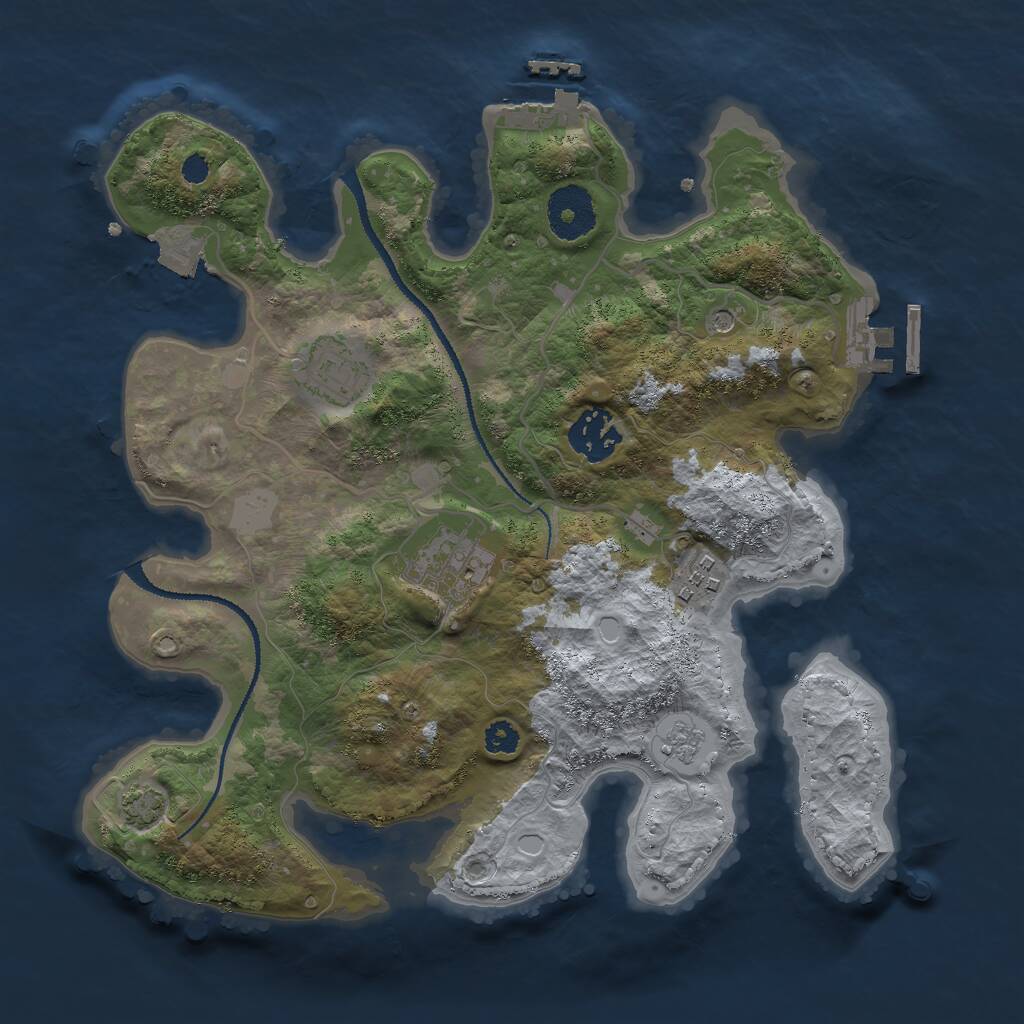 Rust Map: Procedural Map, Size: 3000, Seed: 648258, 10 Monuments