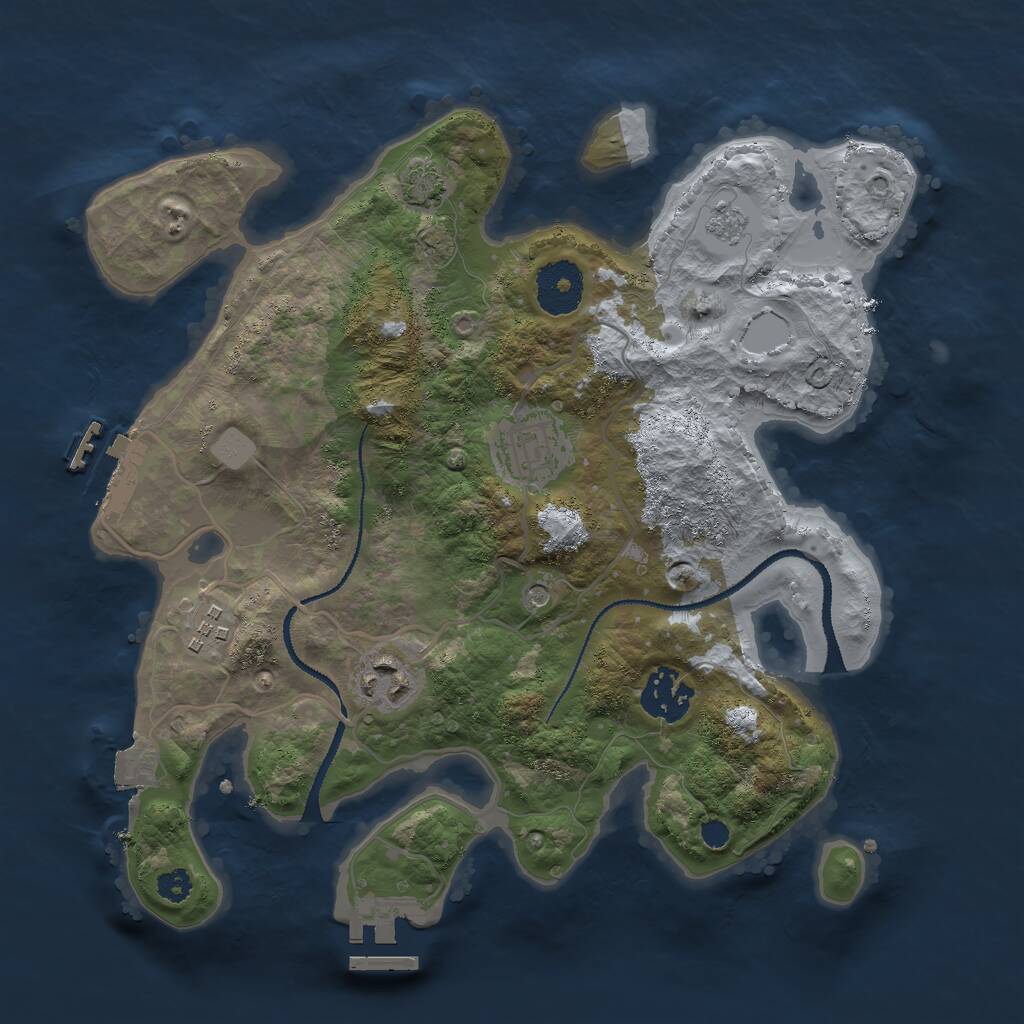 Rust Map: Procedural Map, Size: 3000, Seed: 721363956, 10 Monuments