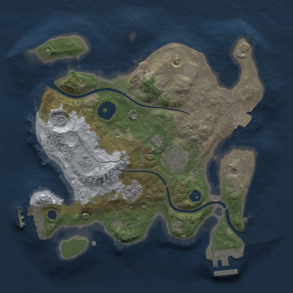 Rust Map: Procedural Map, Size: 2500, Seed: 64721, 7 Monuments