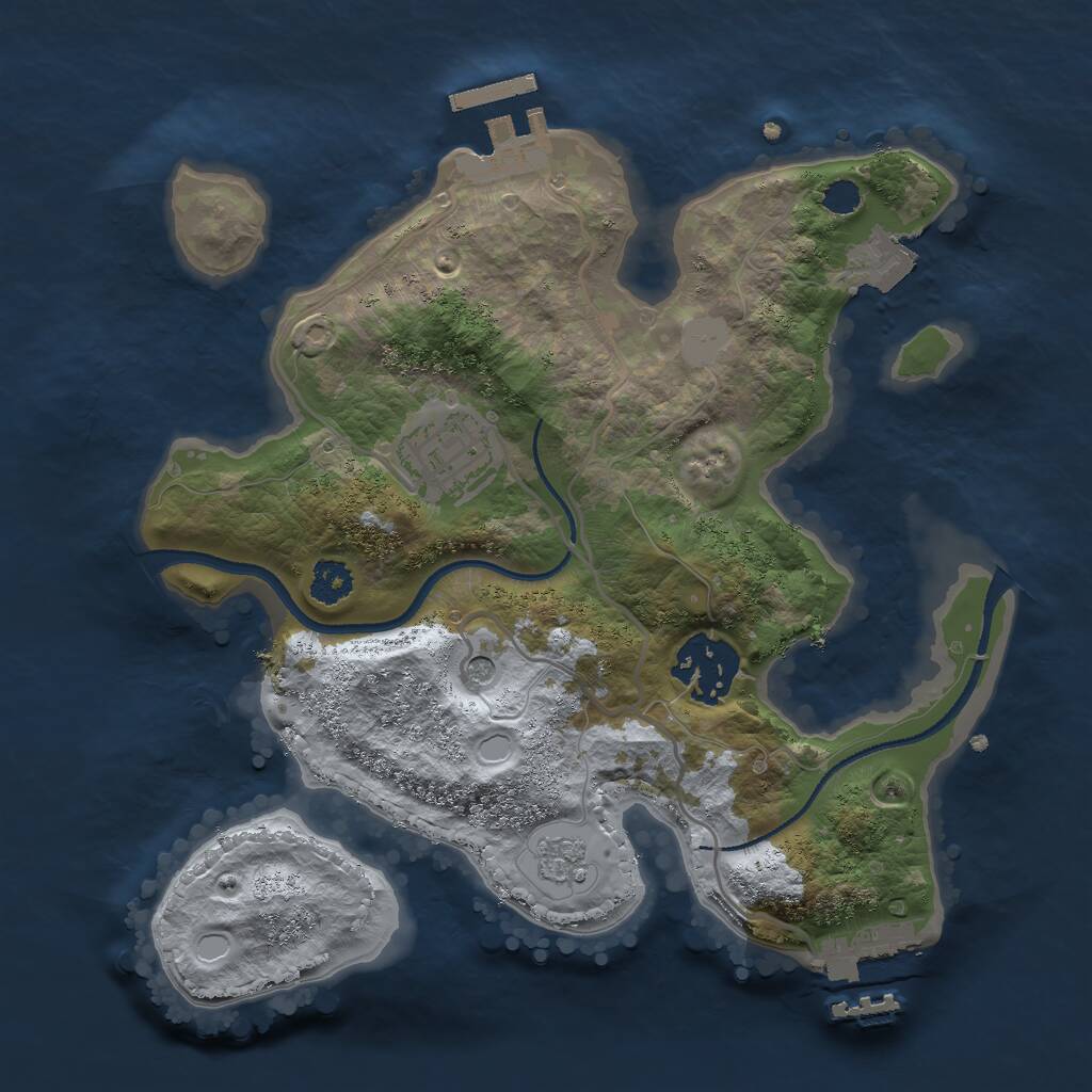 Rust Map: Procedural Map, Size: 2500, Seed: 59324, 7 Monuments