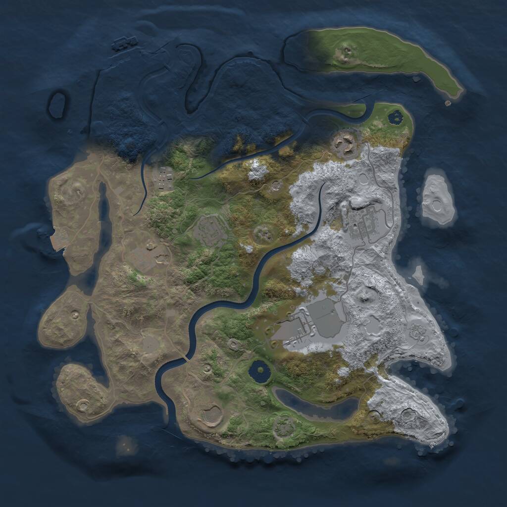 Rust Map: Procedural Map, Size: 3500, Seed: 897839284, 12 Monuments