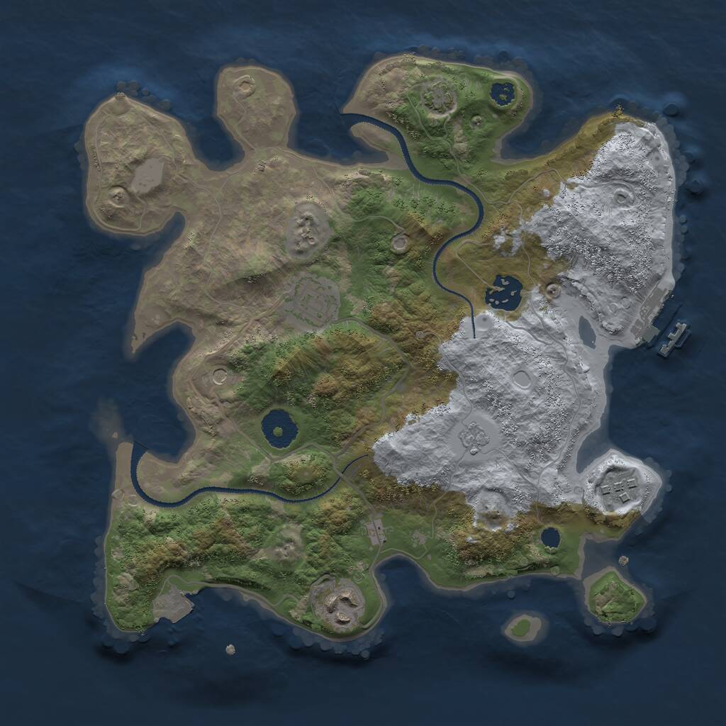 Rust Map: Procedural Map, Size: 3000, Seed: 817190888, 9 Monuments
