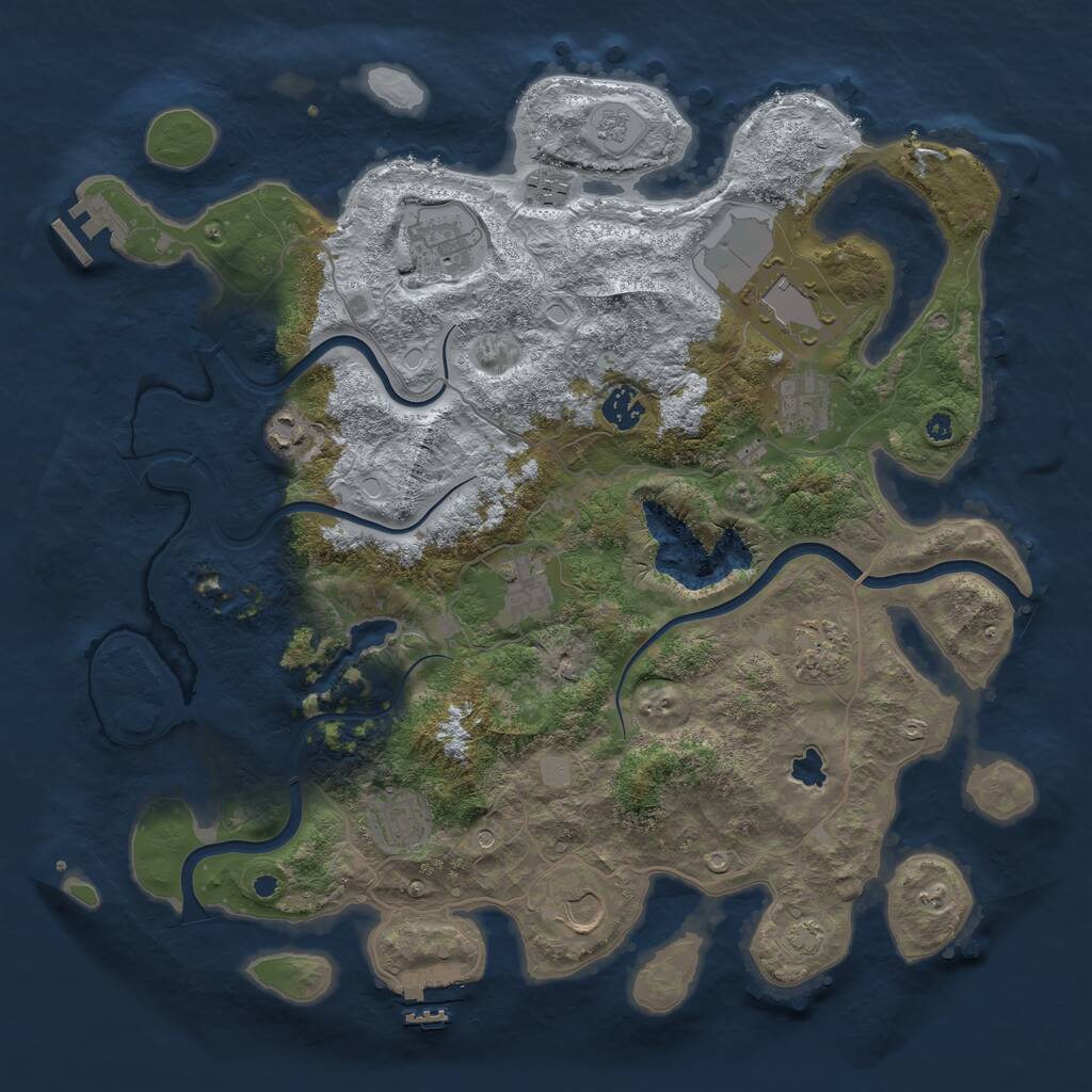 Rust Map: Procedural Map, Size: 4000, Seed: 1632071613, 16 Monuments
