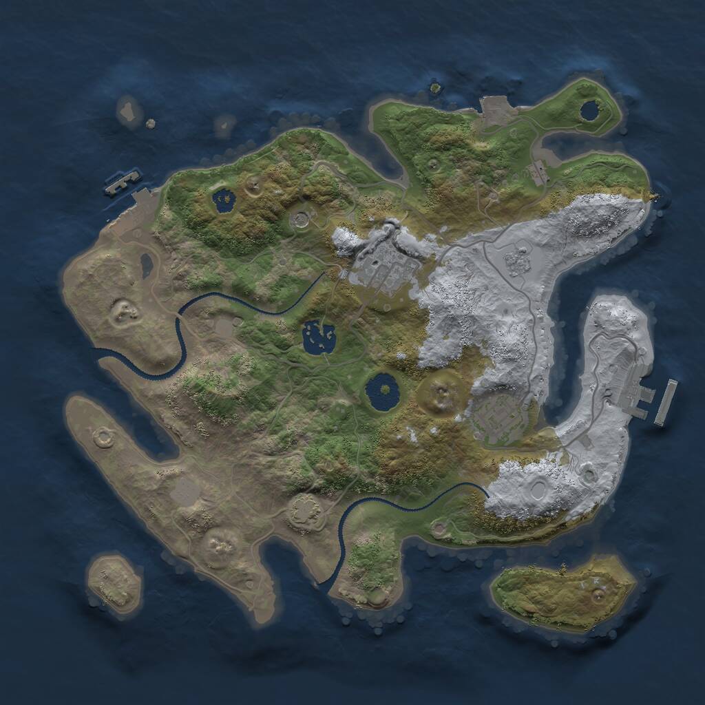 Rust Map: Procedural Map, Size: 3000, Seed: 519619658, 9 Monuments