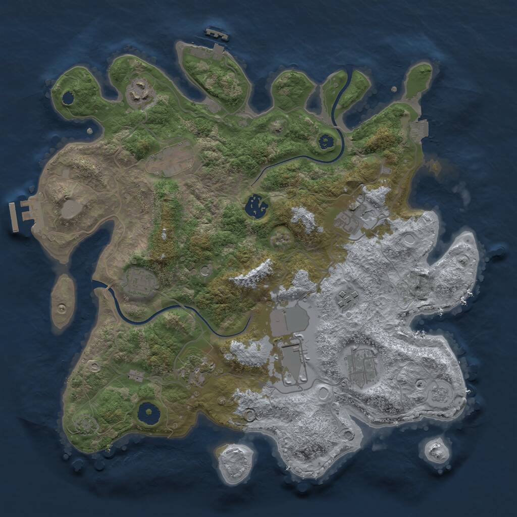 Rust Map: Procedural Map, Size: 3500, Seed: 981739212, 15 Monuments