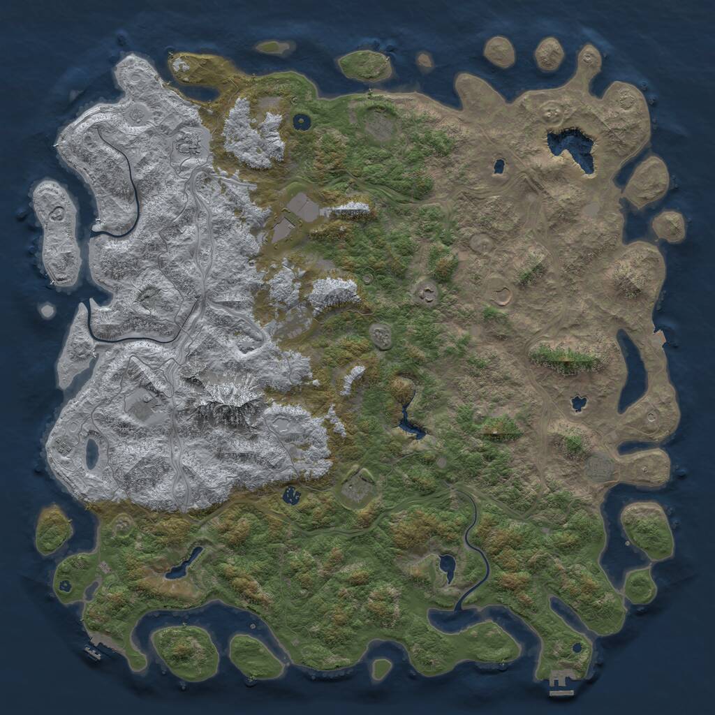 Rust Map: Procedural Map, Size: 6000, Seed: 63274, 17 Monuments