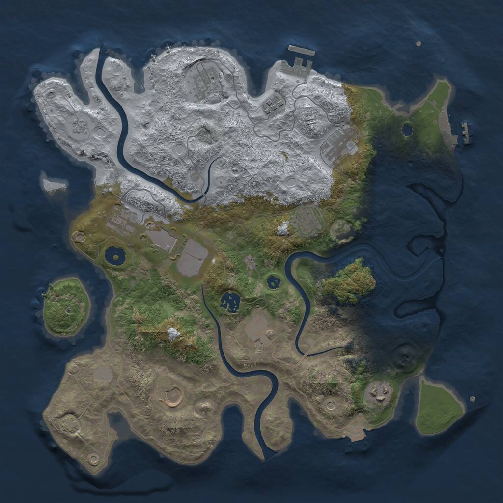 Rust Map: Procedural Map, Size: 3750, Seed: 49999, 16 Monuments