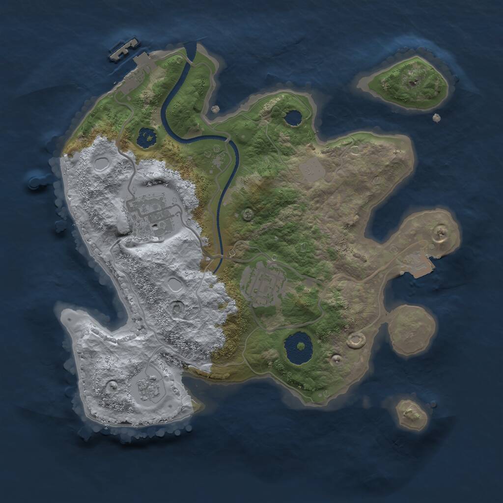 Rust Map: Procedural Map, Size: 2500, Seed: 2028301580, 5 Monuments