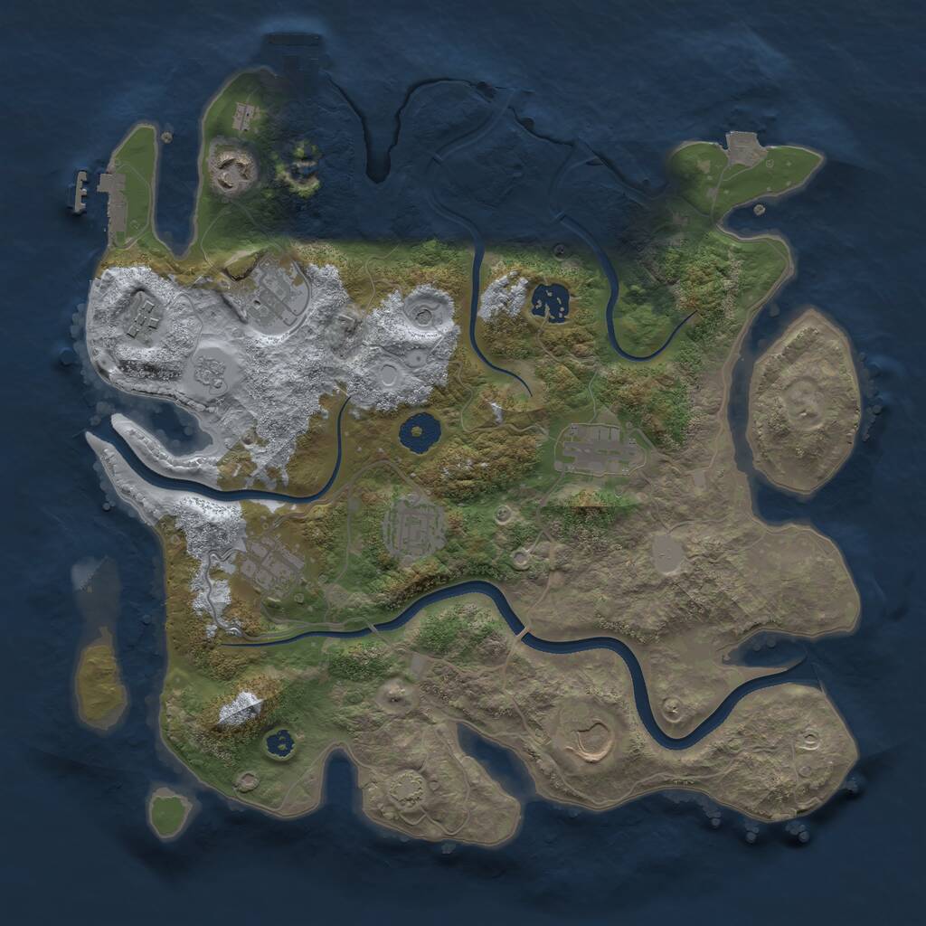 Rust Map: Procedural Map, Size: 3500, Seed: 1177298244, 14 Monuments