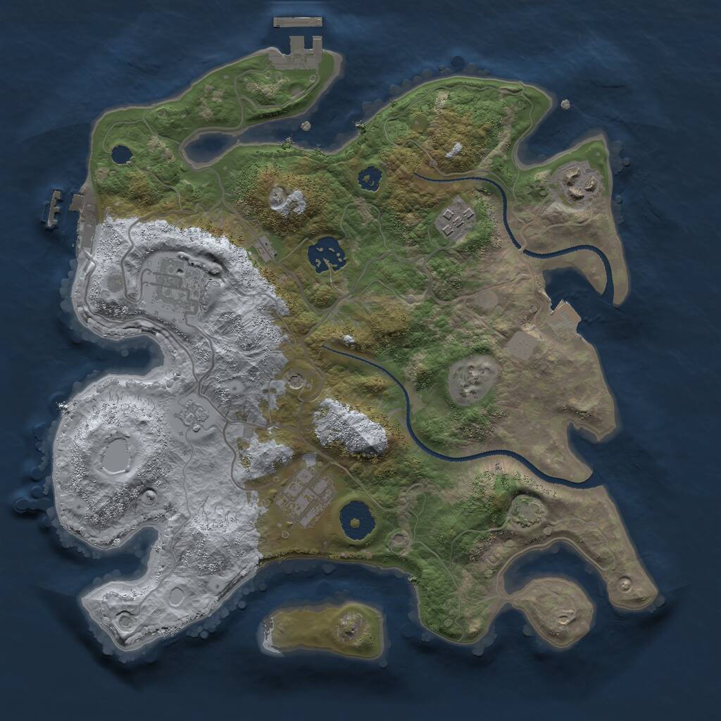 Rust Map: Procedural Map, Size: 3000, Seed: 45228, 11 Monuments