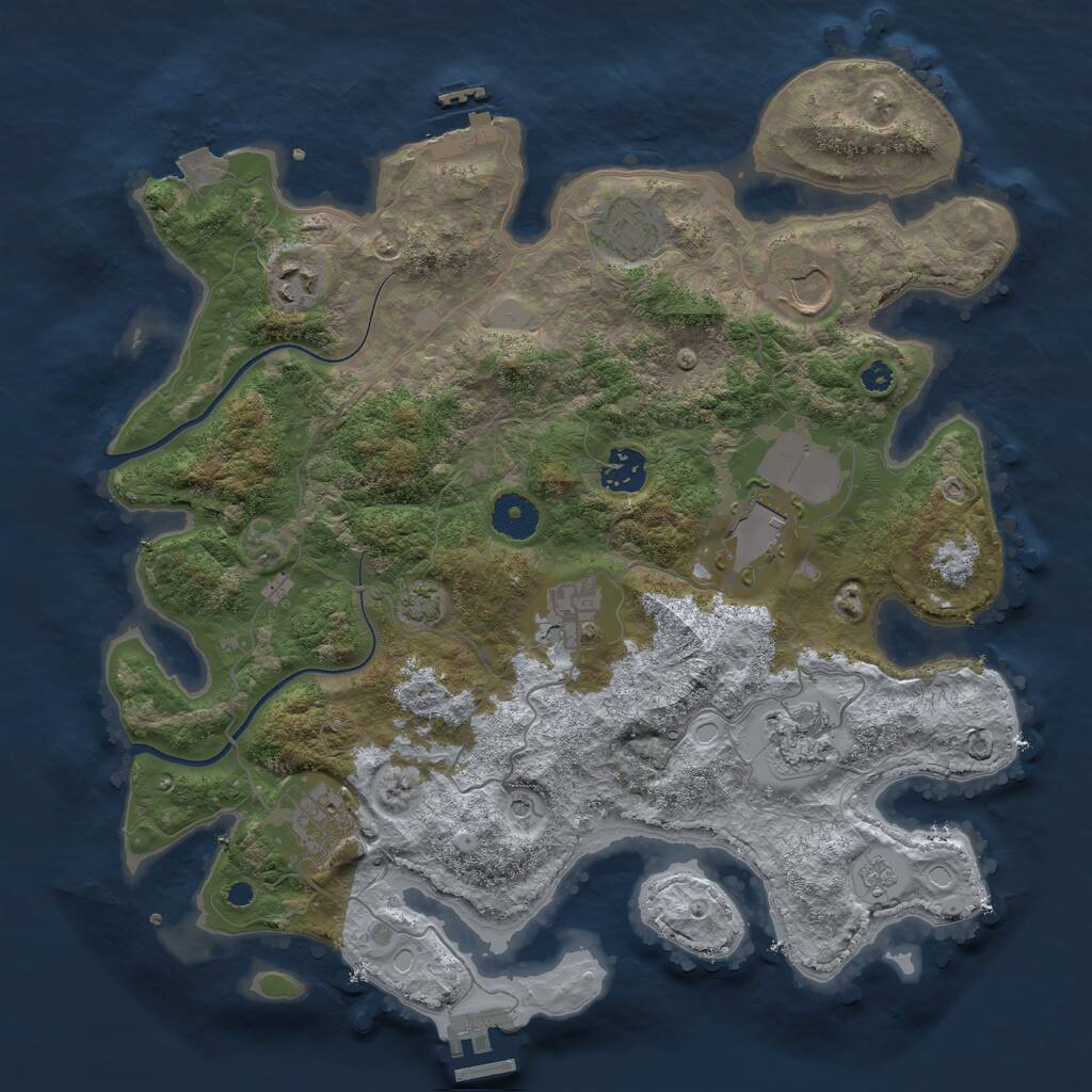 Rust Map: Procedural Map, Size: 3600, Seed: 201, 14 Monuments