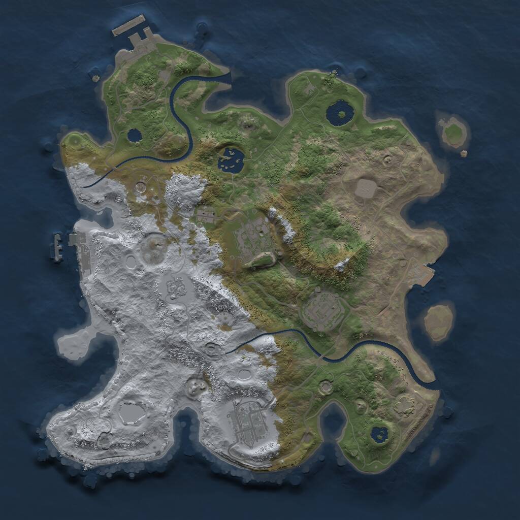 Rust Map: Procedural Map, Size: 3000, Seed: 915982483, 10 Monuments