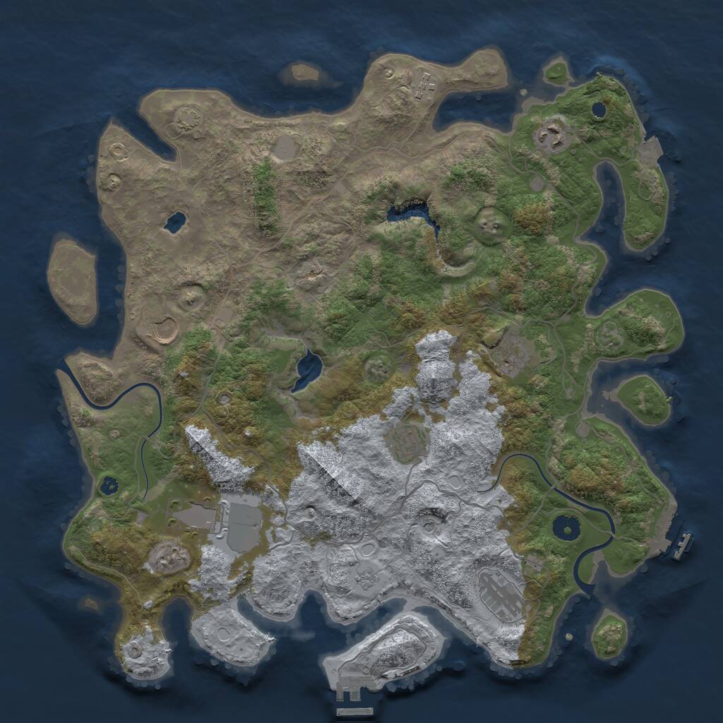 Rust Map: Procedural Map, Size: 4000, Seed: 1844004144, 13 Monuments