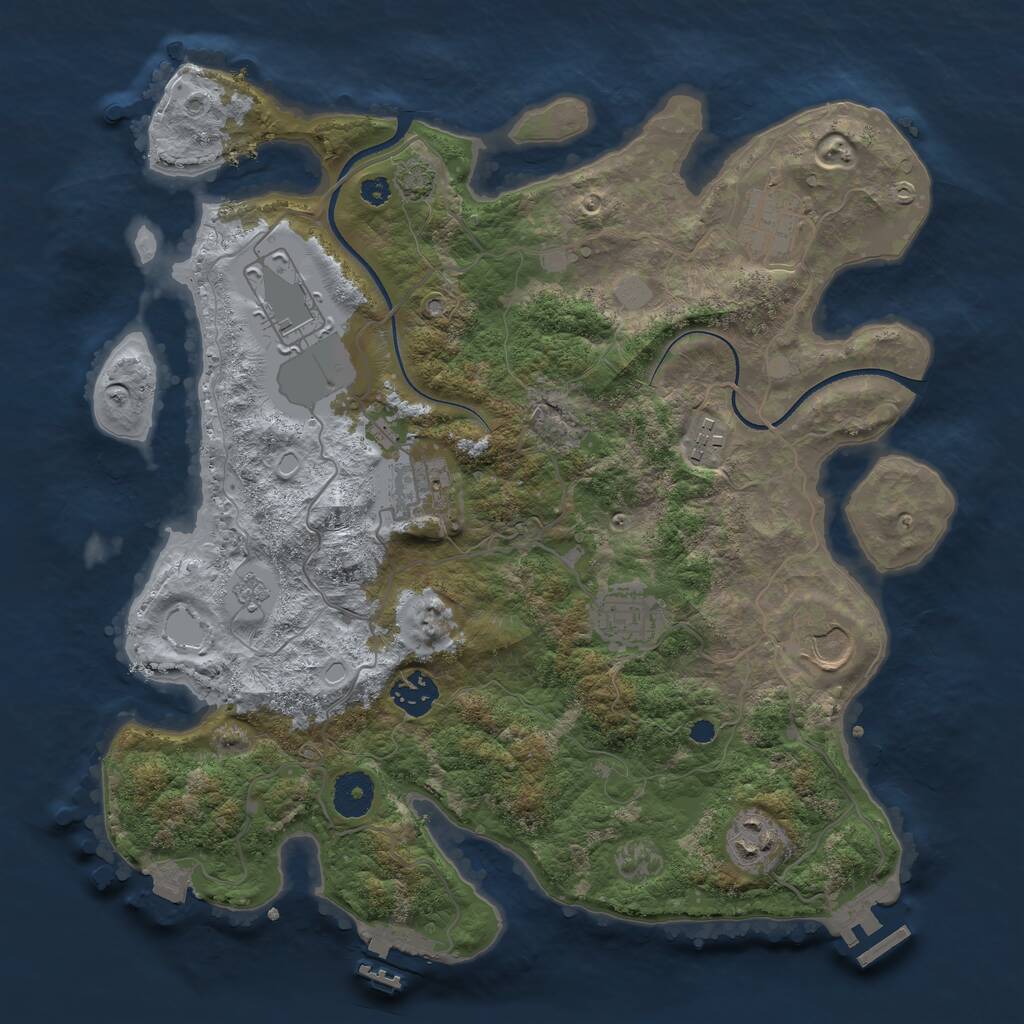 Rust Map: Procedural Map, Size: 3500, Seed: 4573, 13 Monuments