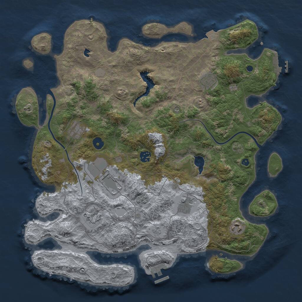 Rust Map: Procedural Map, Size: 4000, Seed: 32523523, 14 Monuments
