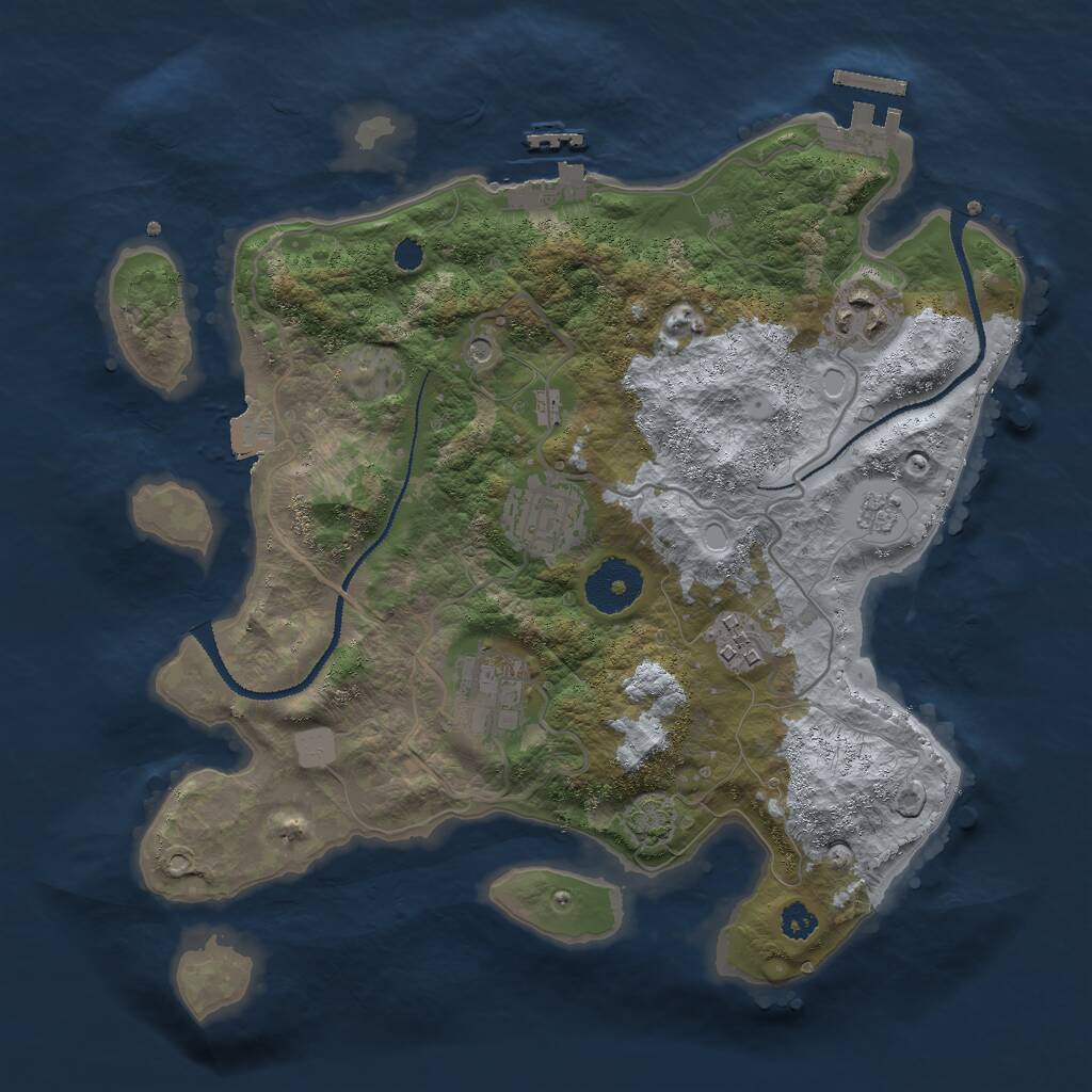 Rust Map: Procedural Map, Size: 3000, Seed: 1692905447, 10 Monuments