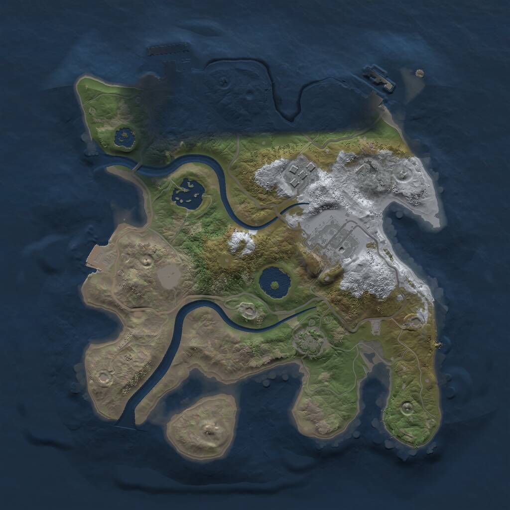 Rust Map: Procedural Map, Size: 2500, Seed: 453447693, 7 Monuments