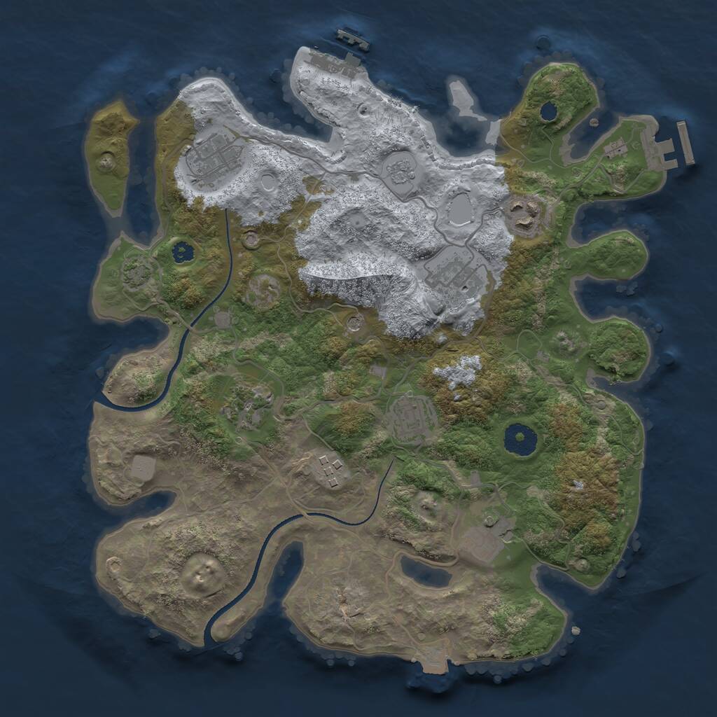 Rust Map: Procedural Map, Size: 3300, Seed: 1864251029, 13 Monuments