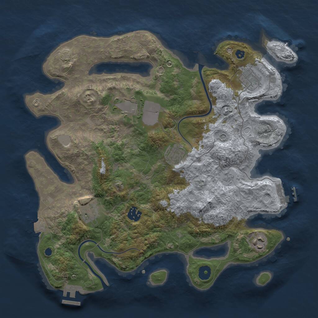 Rust Map: Procedural Map, Size: 3500, Seed: 1542127945, 12 Monuments