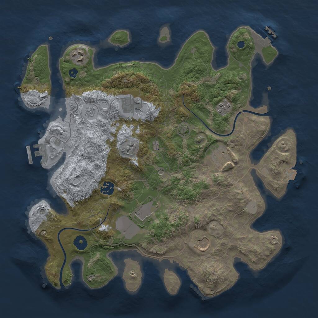 Rust Map: Procedural Map, Size: 3500, Seed: 547702370, 13 Monuments