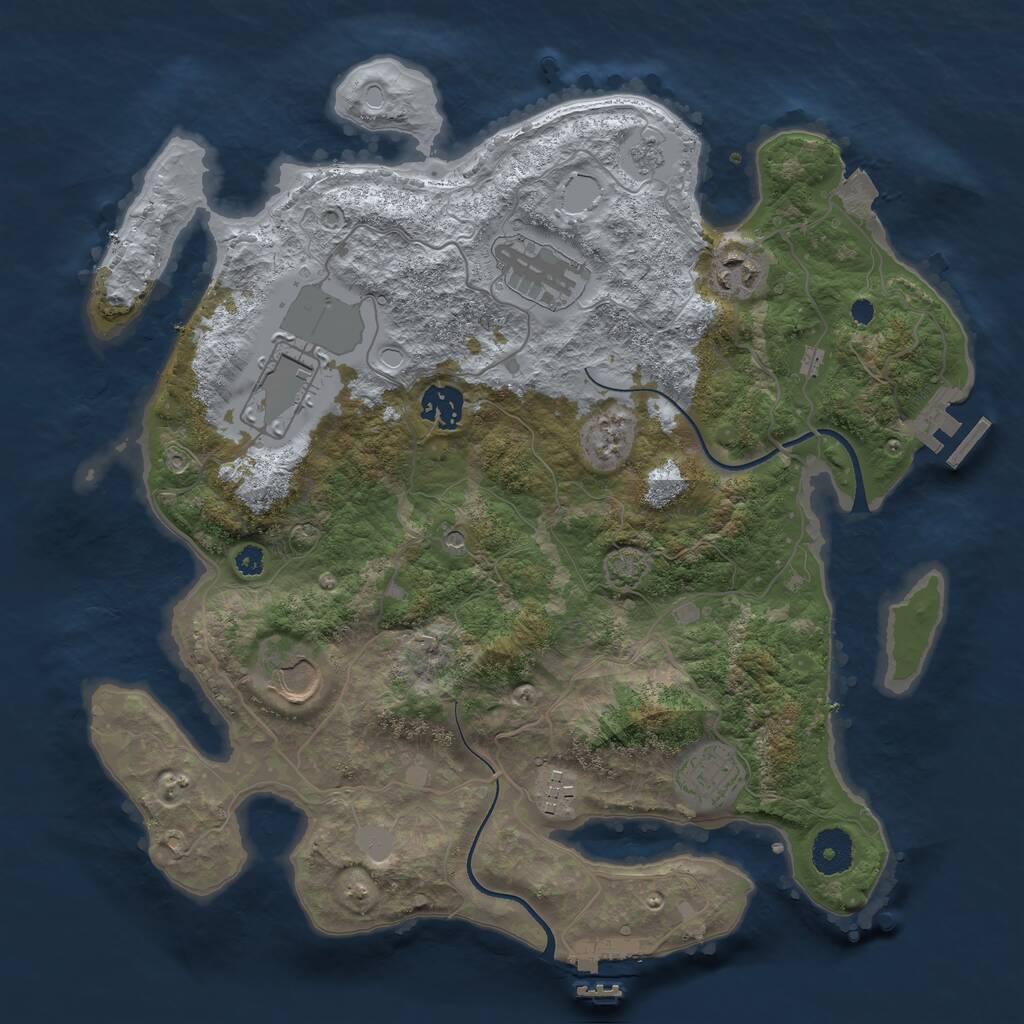 Rust Map: Procedural Map, Size: 3500, Seed: 761395407, 13 Monuments
