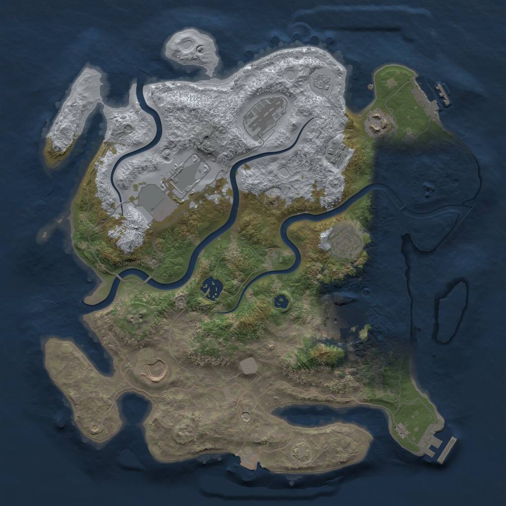 Rust Map: Procedural Map, Size: 3500, Seed: 761395407, 14 Monuments