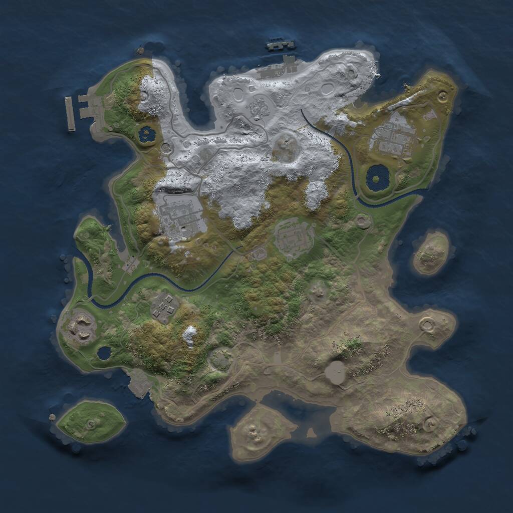 Rust Map: Procedural Map, Size: 3000, Seed: 2580, 11 Monuments