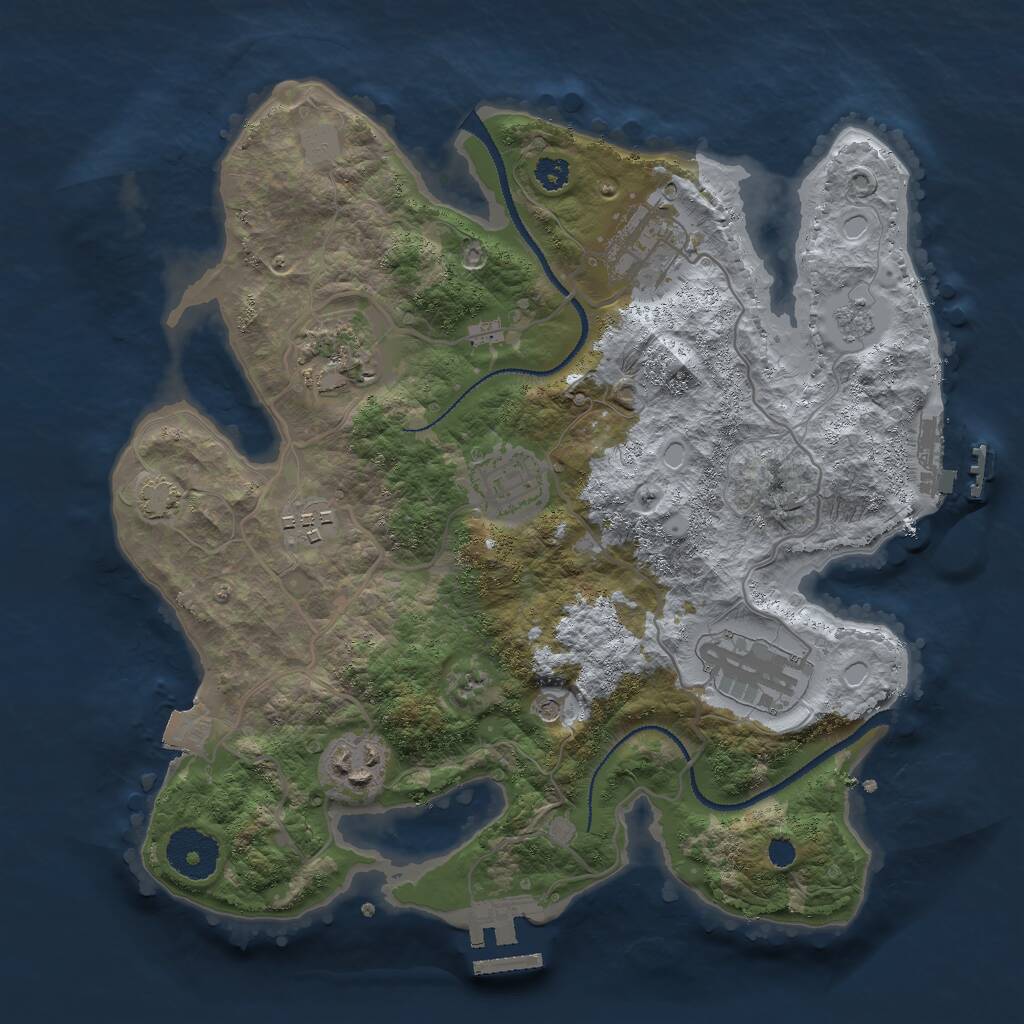 Rust Map: Procedural Map, Size: 3000, Seed: 480250598, 12 Monuments