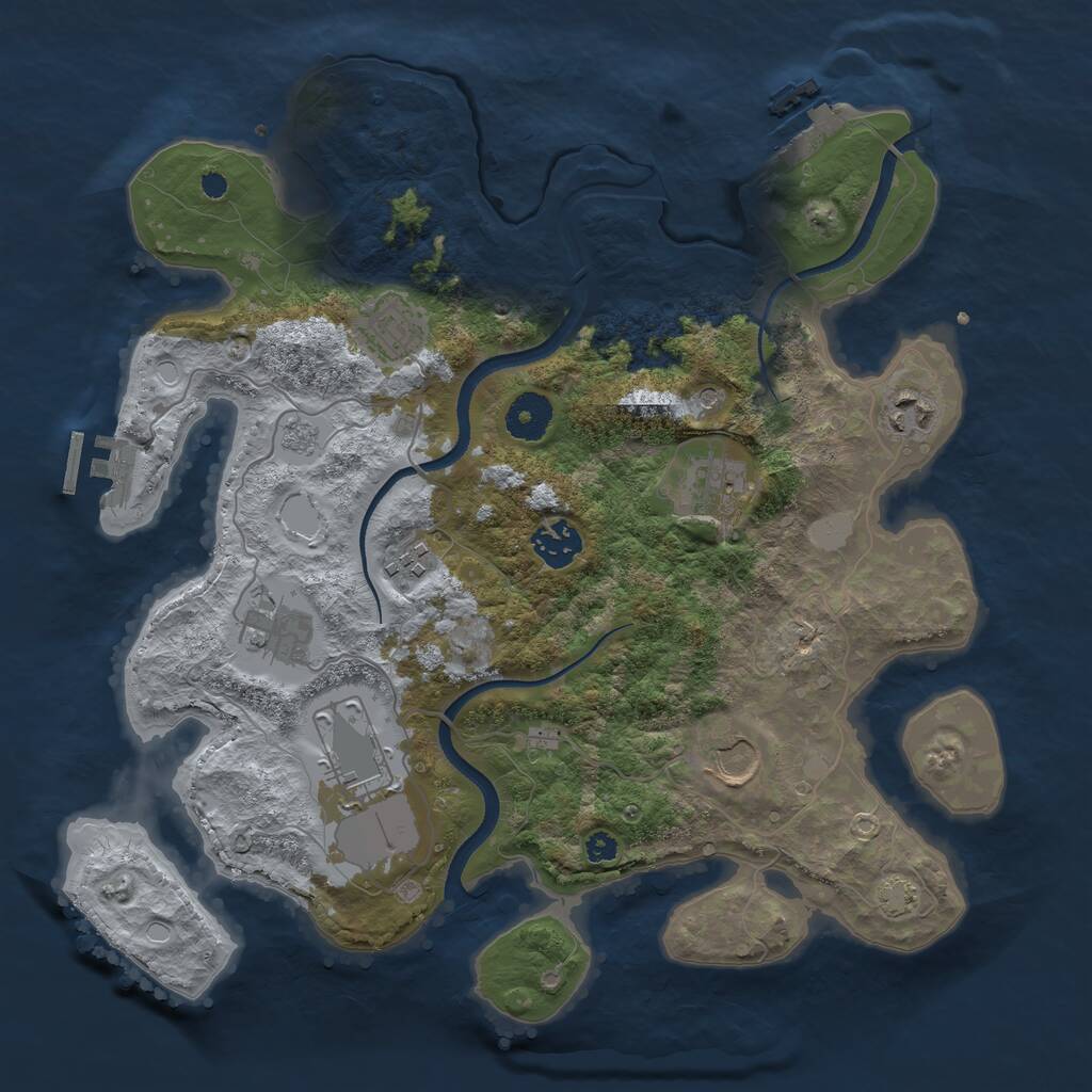 Rust Map: Procedural Map, Size: 3500, Seed: 1008207246, 14 Monuments
