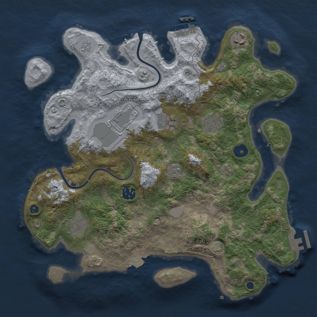 Rust Map: Procedural Map, Size: 3500, Seed: 3738, 13 Monuments