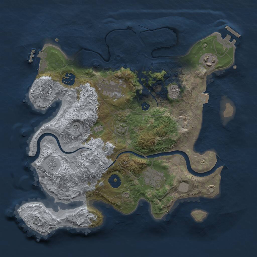 Rust Map: Procedural Map, Size: 3000, Seed: 648236, 11 Monuments